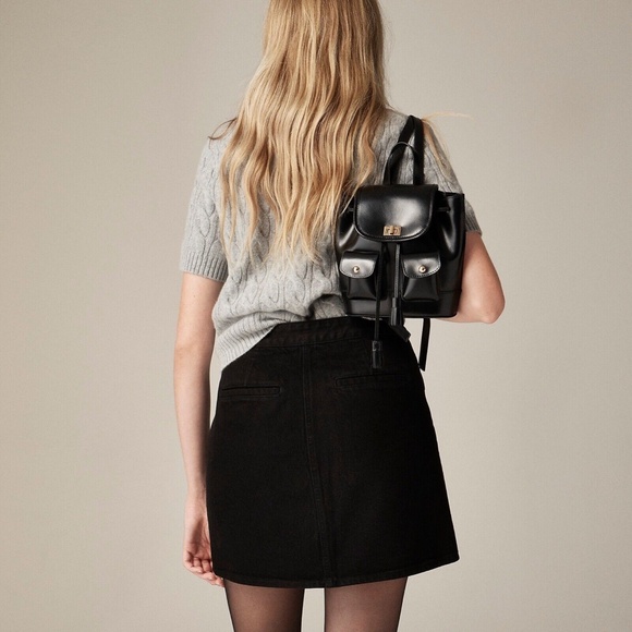 New J.CREW Sz 0 Button-Front Denim Mini Skirt in Black Wash - Picture 3 of 7